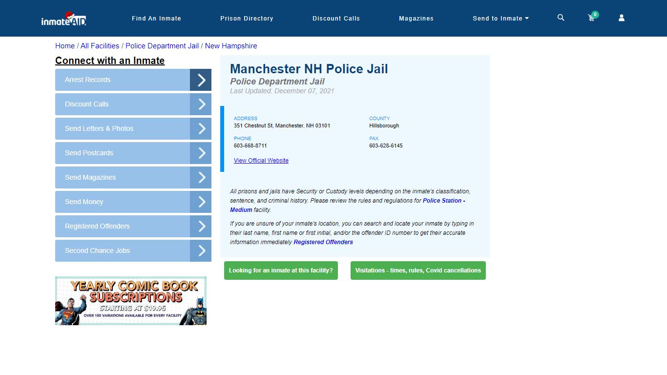 Manchester NH Police Jail & Inmate Search - Manchester, NH